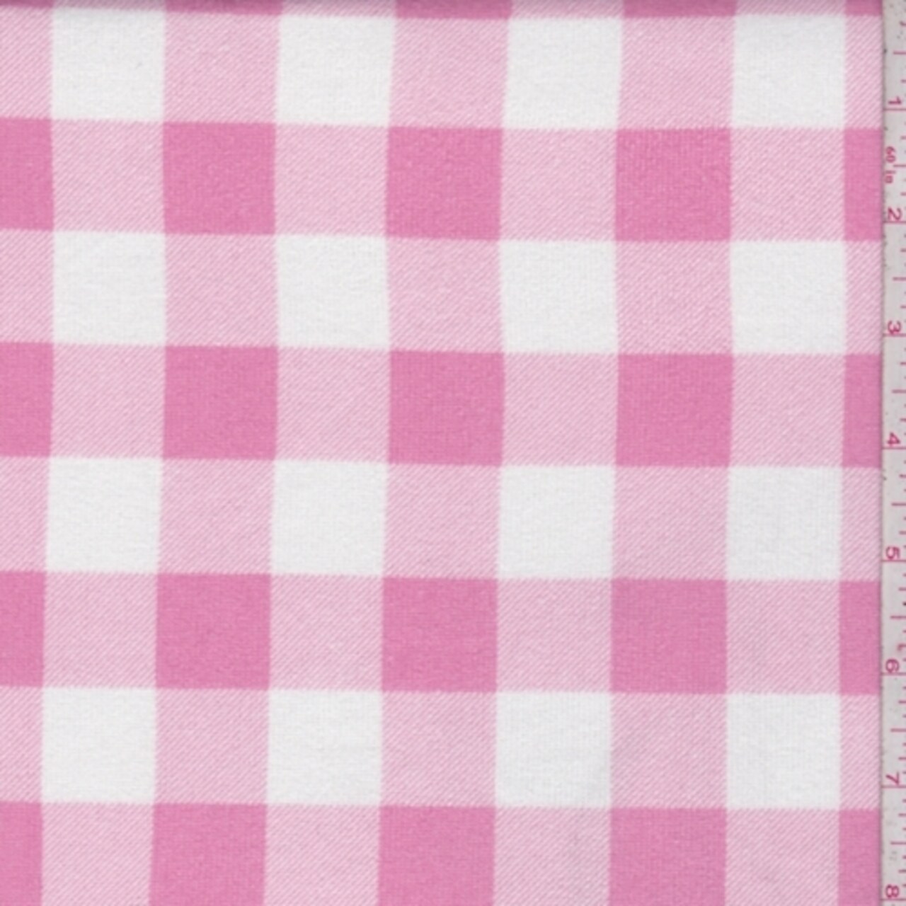 Pink/White Buffalo Plaid Jersey Sweater Knit Fabric By the Yard